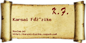 Karsai Füzike névjegykártya